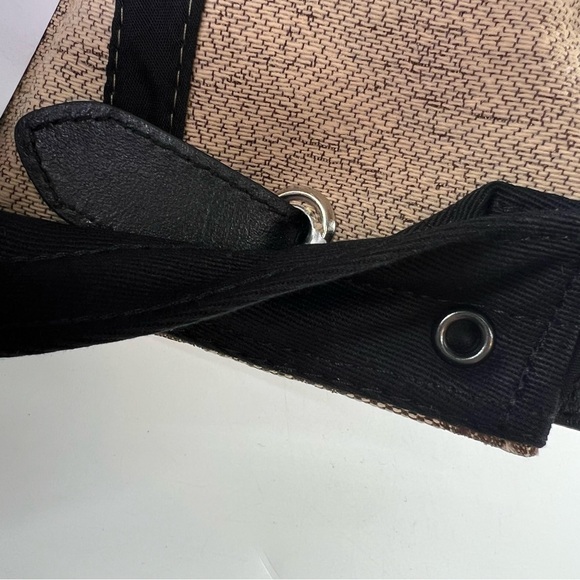 COACH Signature Flat Brim Hat Khaki Leather Cotton Black NWOT - Picture 10 of 10